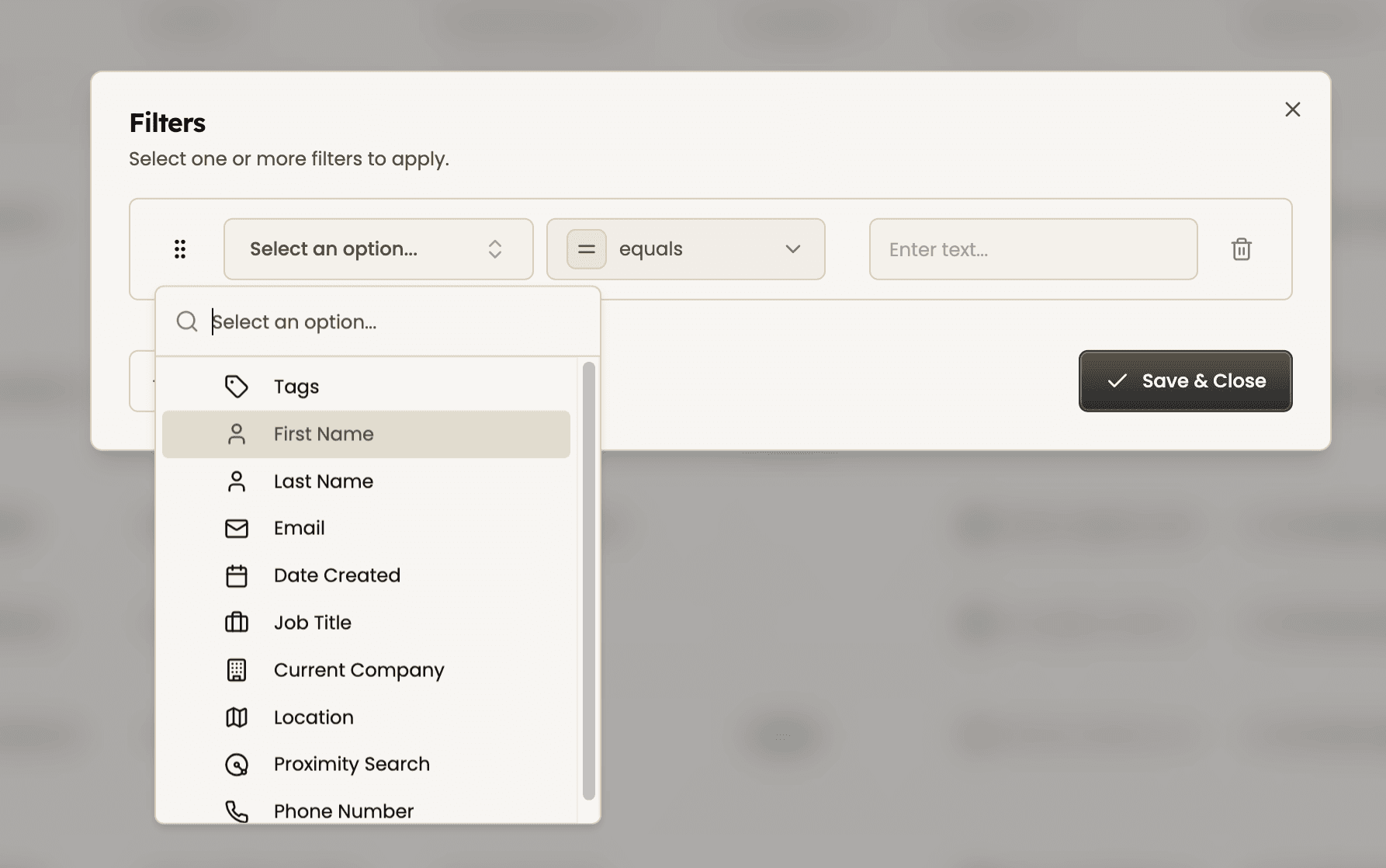Add a condition to the search filter