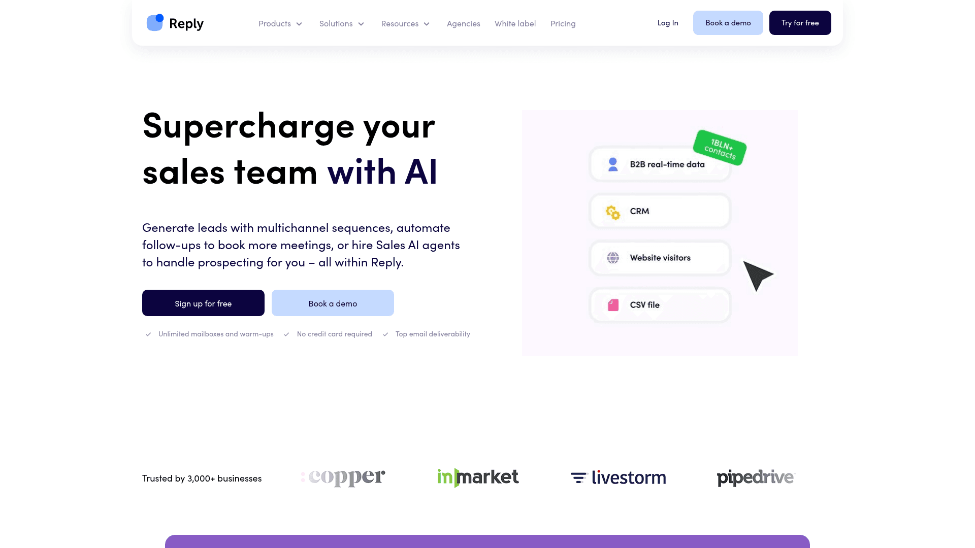 Screenshot of https://reply.io