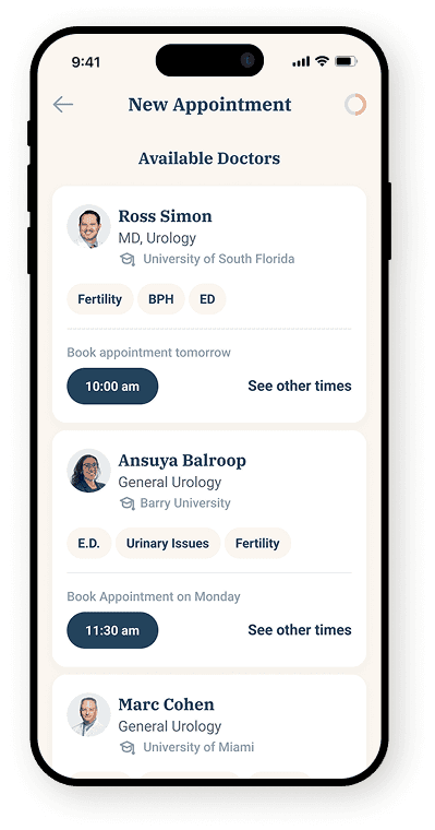 New appointment screen for mobile app Bastion