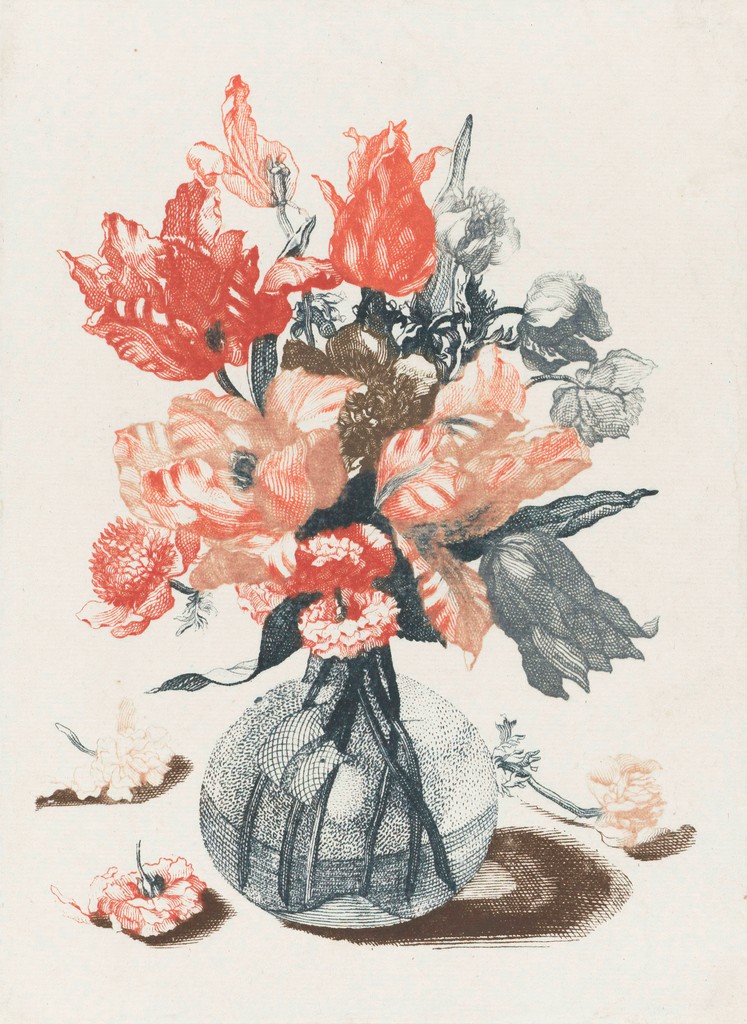 red and white floral textile