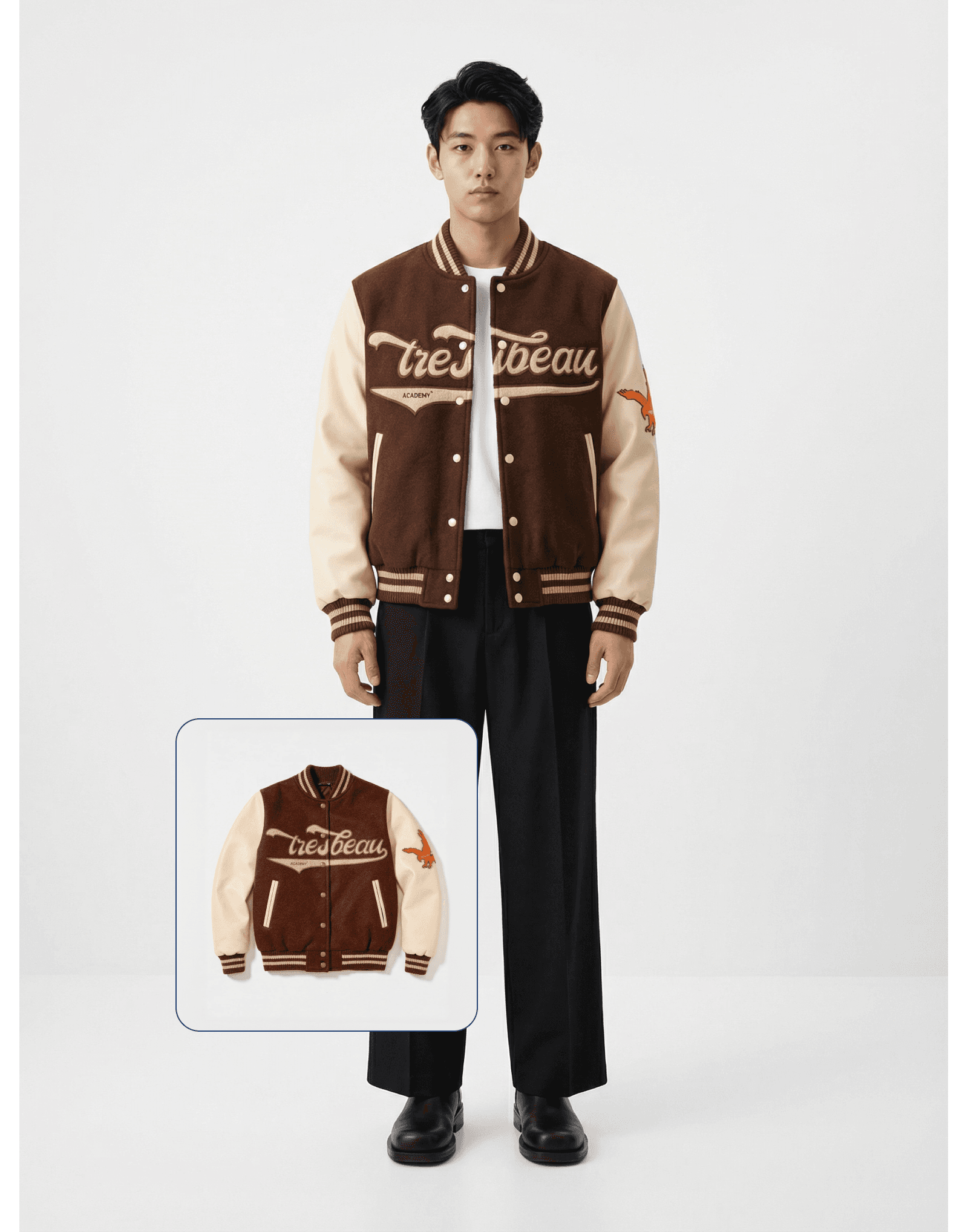 a woman in a white coat and black boots