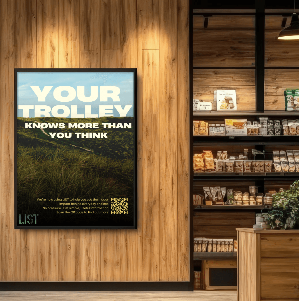 poster in a grocery shop