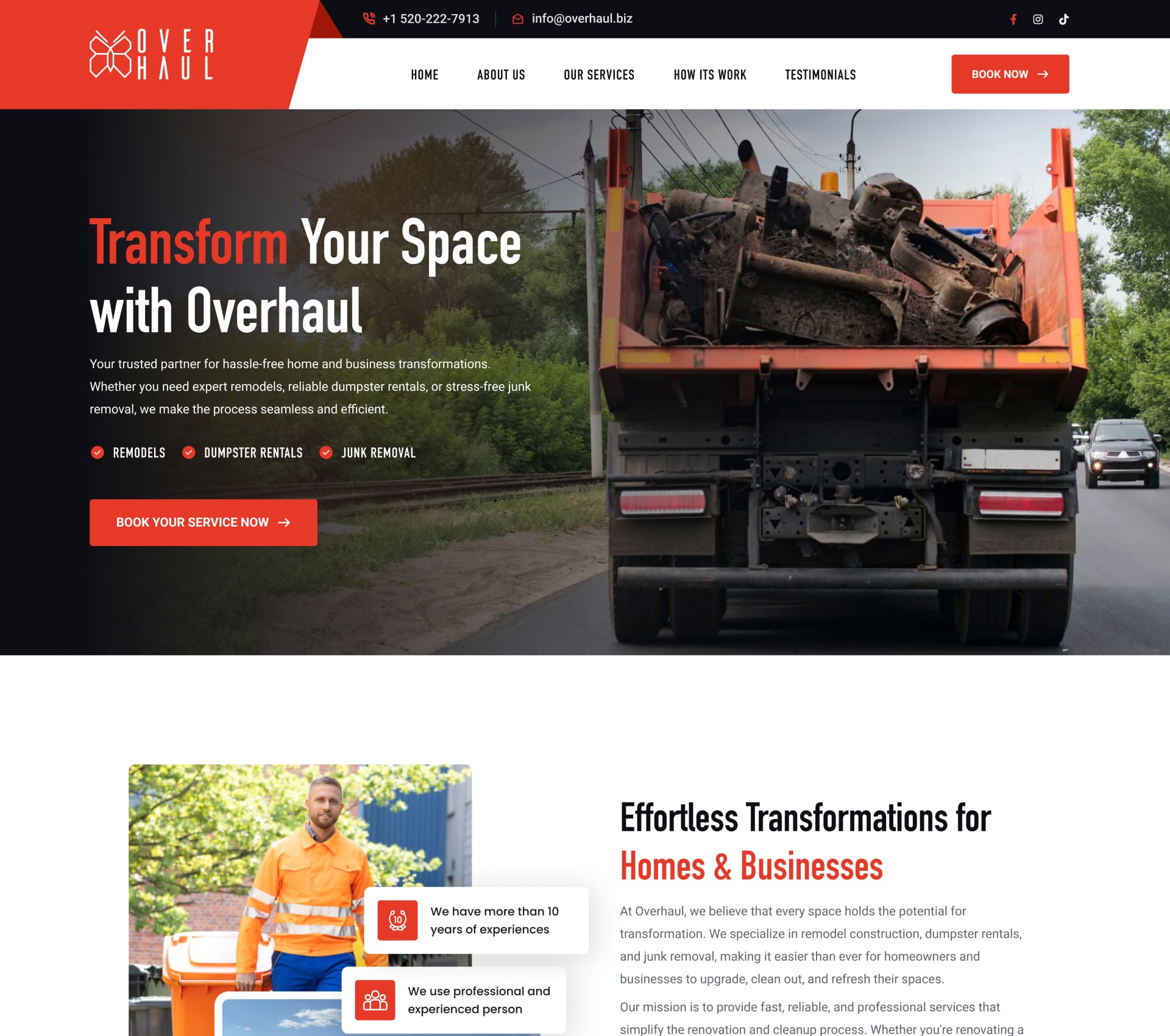 construction company website design showcasing projects and contractor services | StackAura