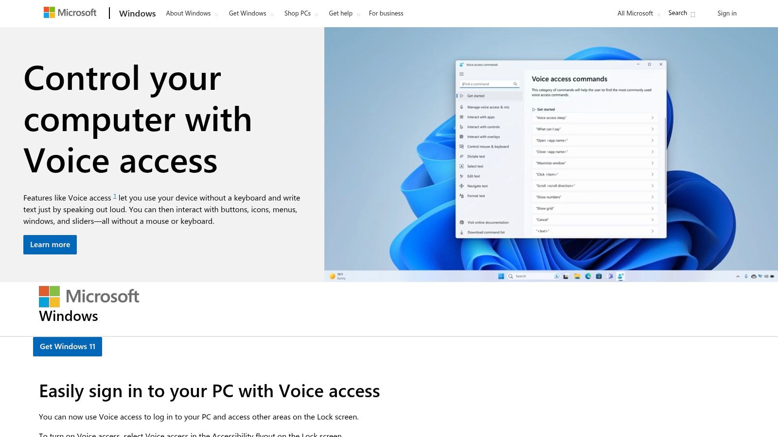 Windows 11 Voice Access