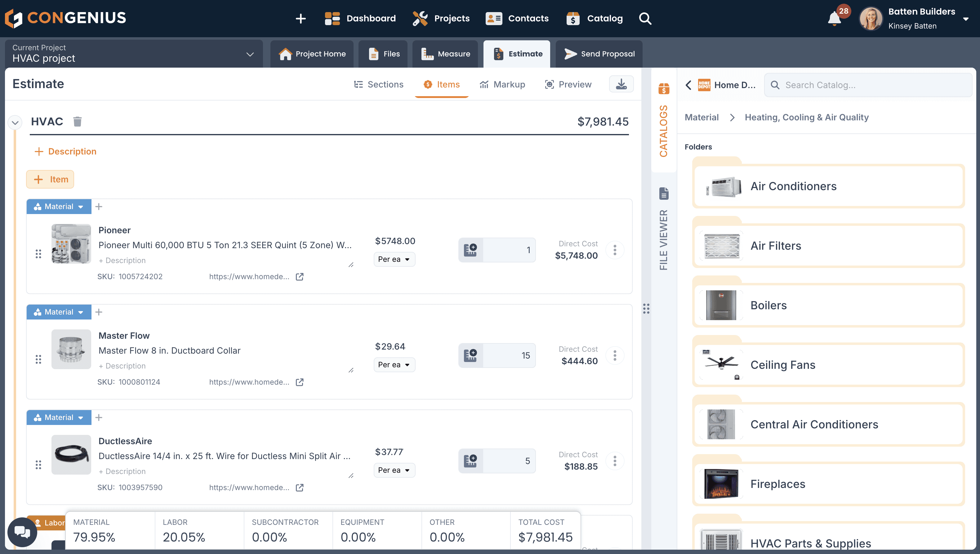 HVAC estimating software