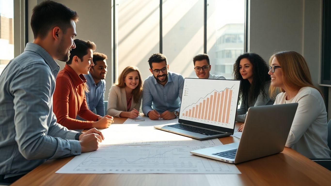 Startup team collaborating on sales strategy