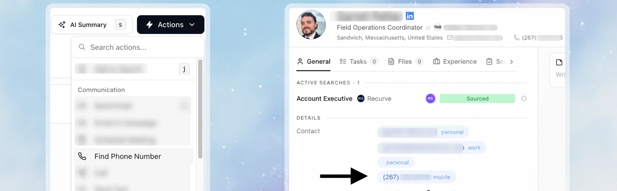 Phone number finder | Stardex AI ATS Feature