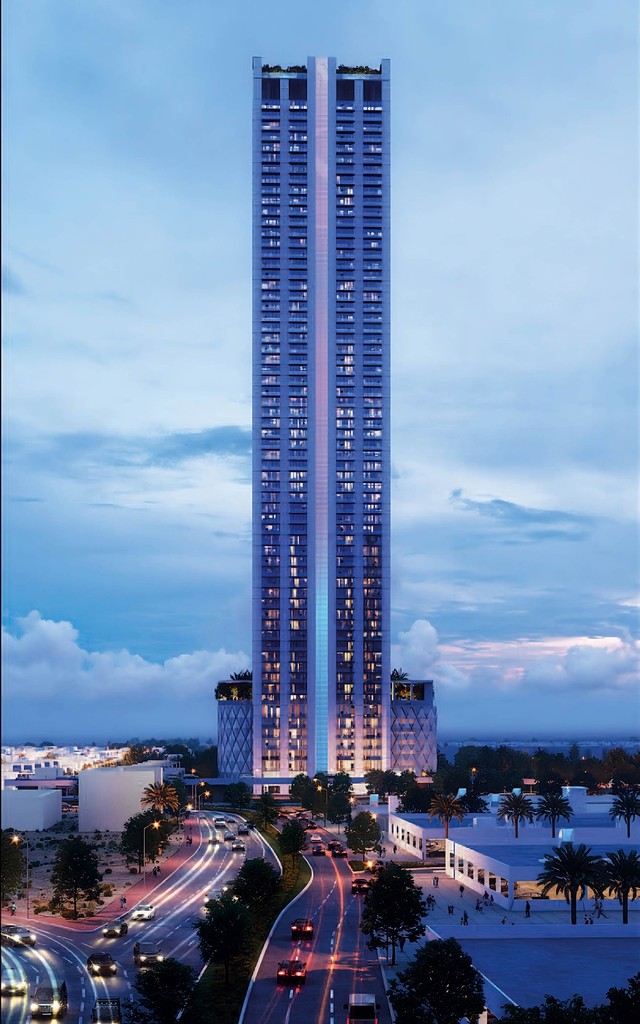 Sobha Verde, the tallest residential tower in Dubai, rises high with elegant lines and stunning city views