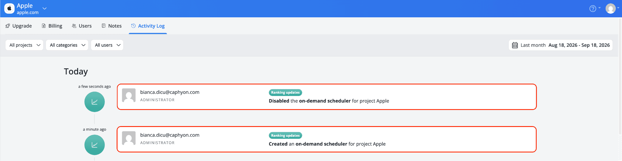 acitivity-log-showing-on-demand-scheduler-enabled-or-disable