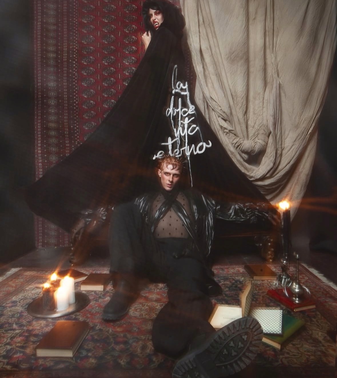 Beautiful girl holding her hair above her head