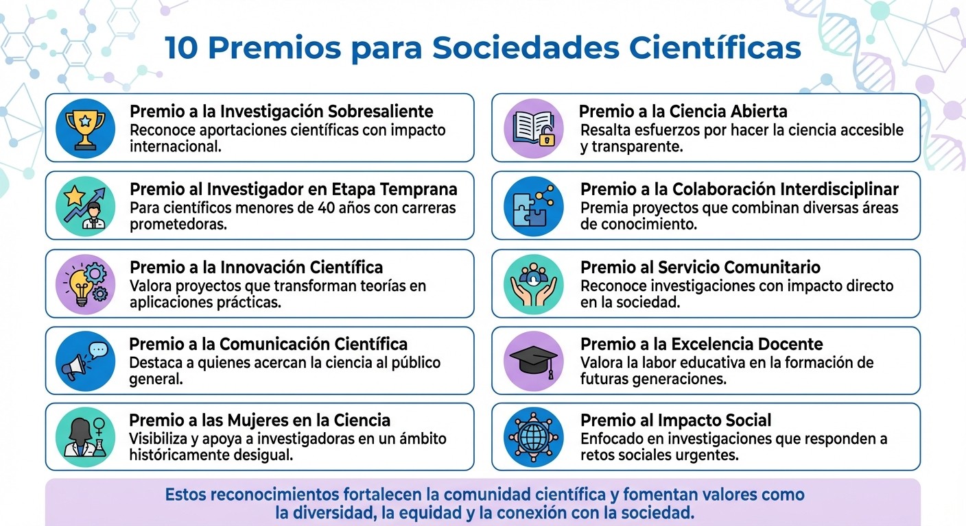 10 Premios Esenciales para Sociedades Científicas y sus Características