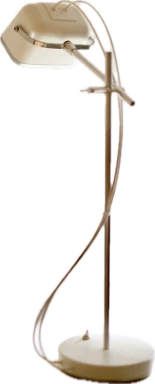 Cream bent-arm lamp in powder-coated steel