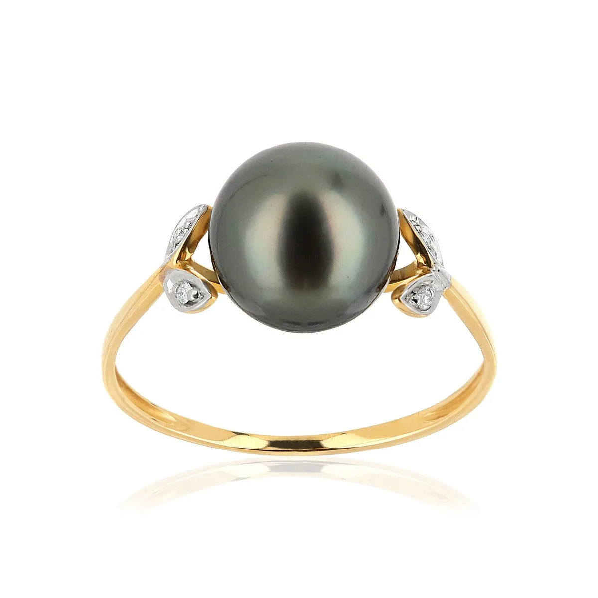 Bague en deux ors 375 sertie de diamants et perles de Tahiti