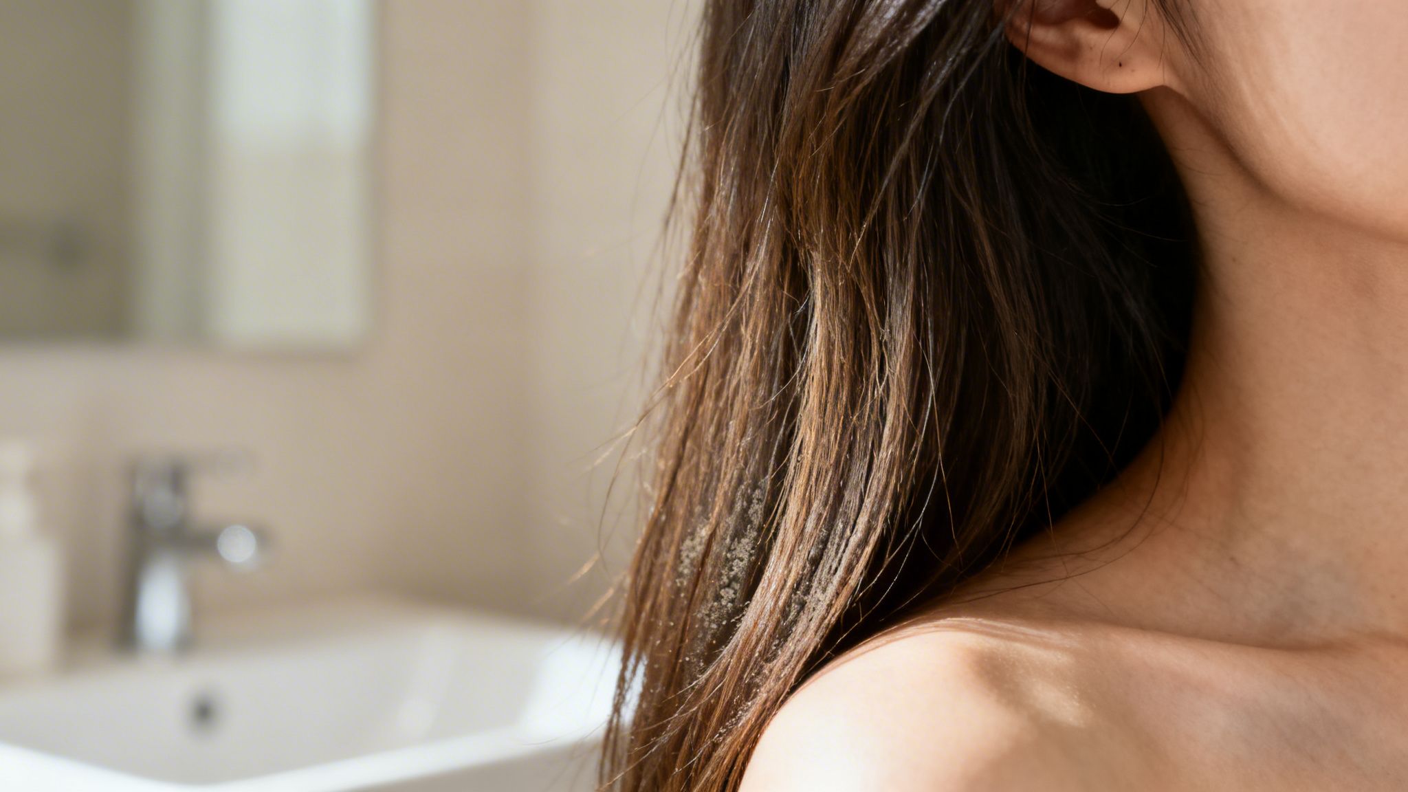 Woman massaging her scalp