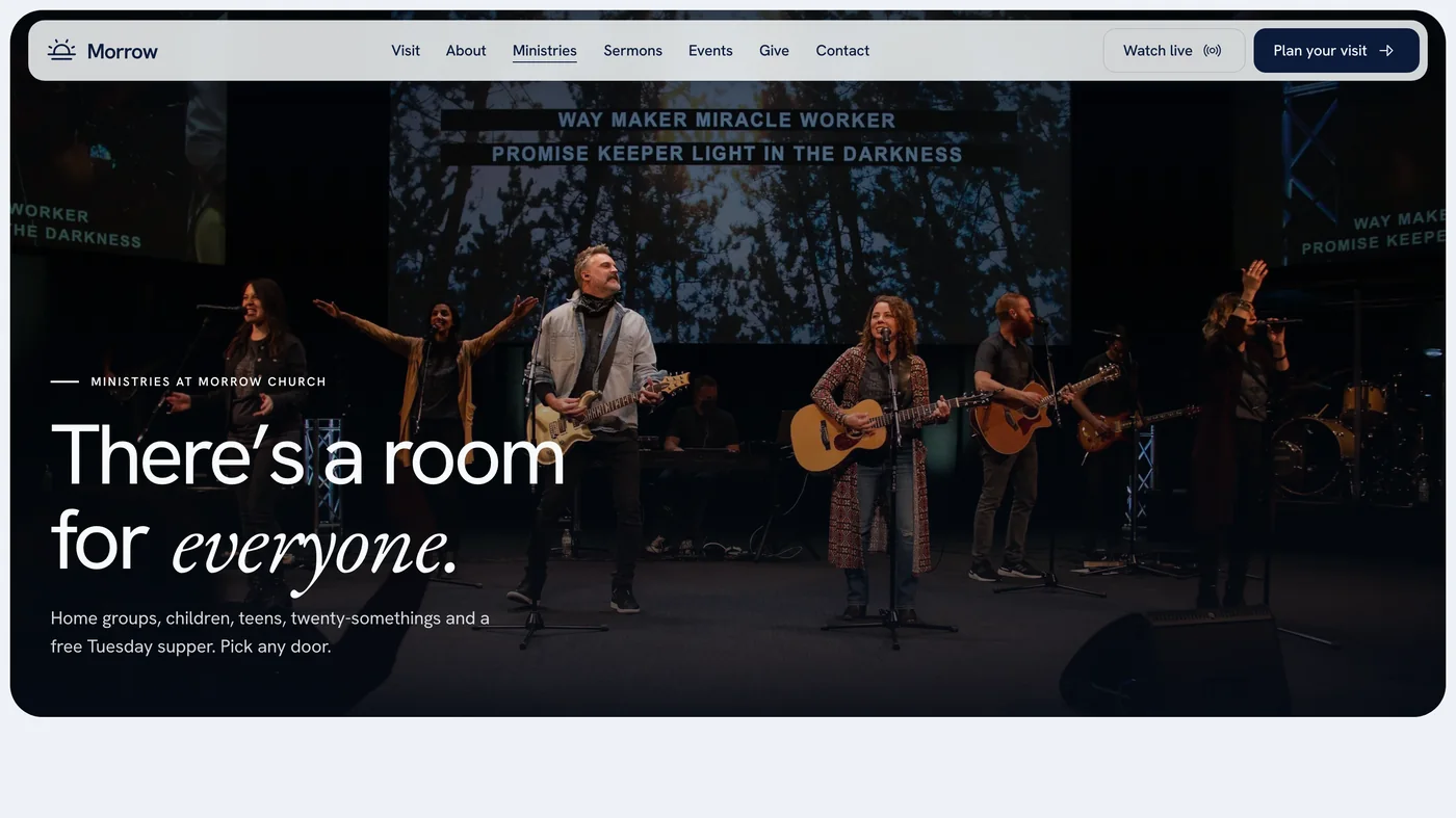 Morrow Church template, ministries page