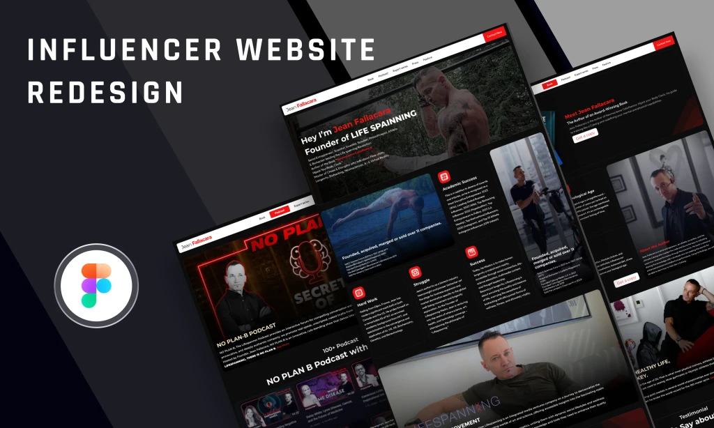Fitness influencer website design for share podcast books and fitness related blog. 