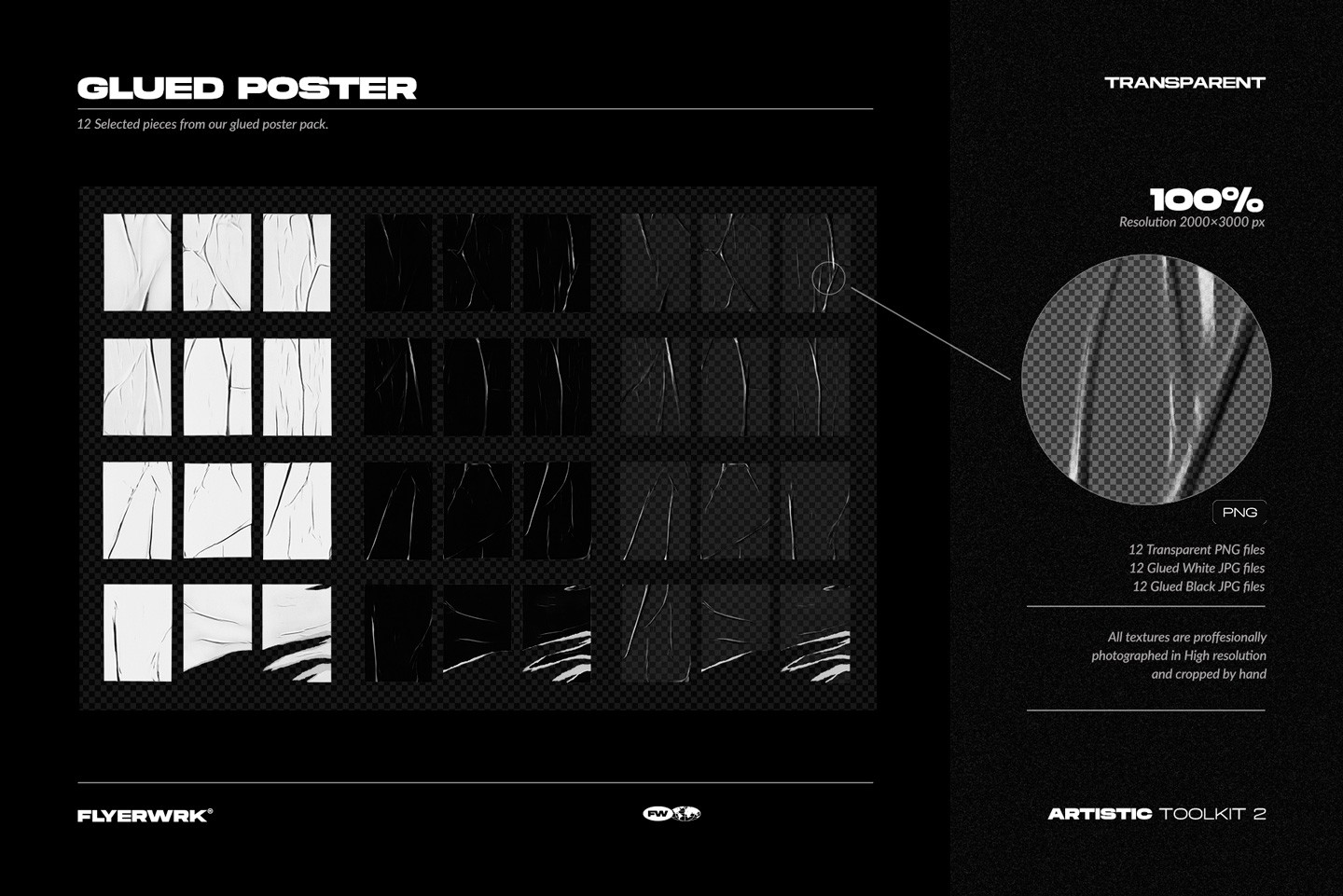 Artistic Toolkit 2 glued poster paper textures with folds and wrinkles
