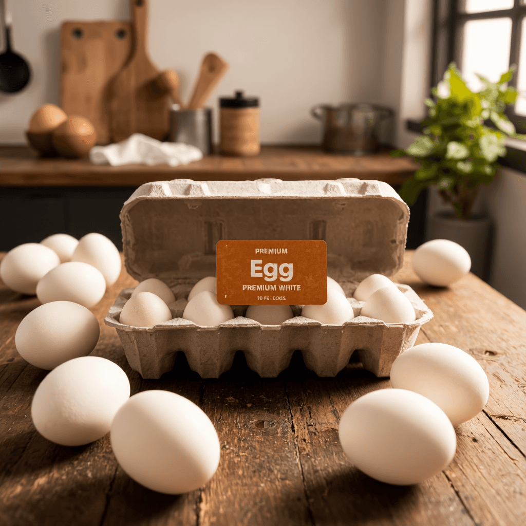 product photography of a carton of eggs