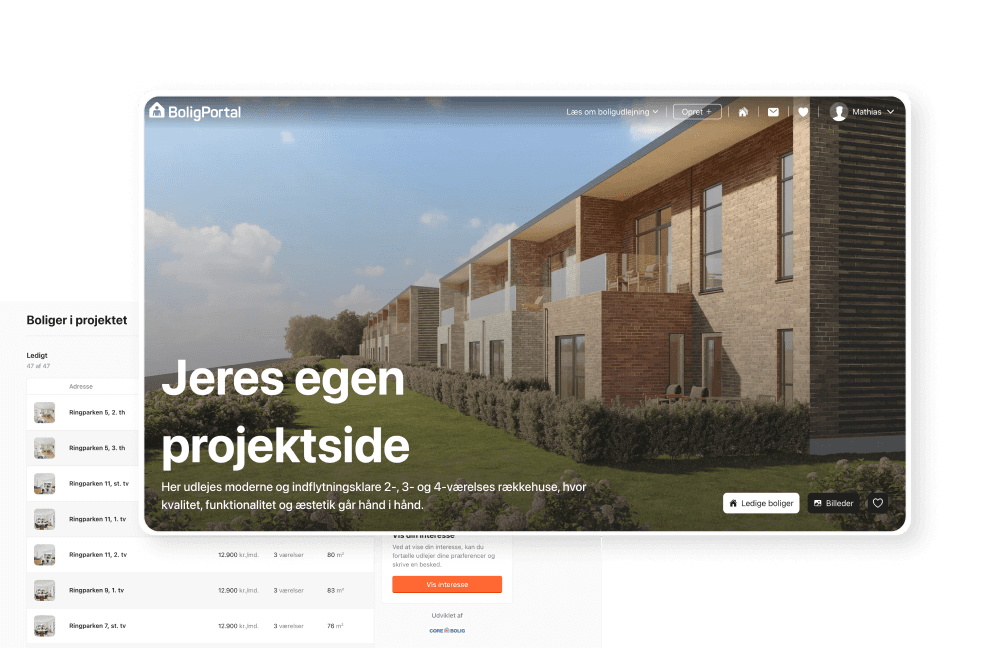 Projektside med lejeboliger