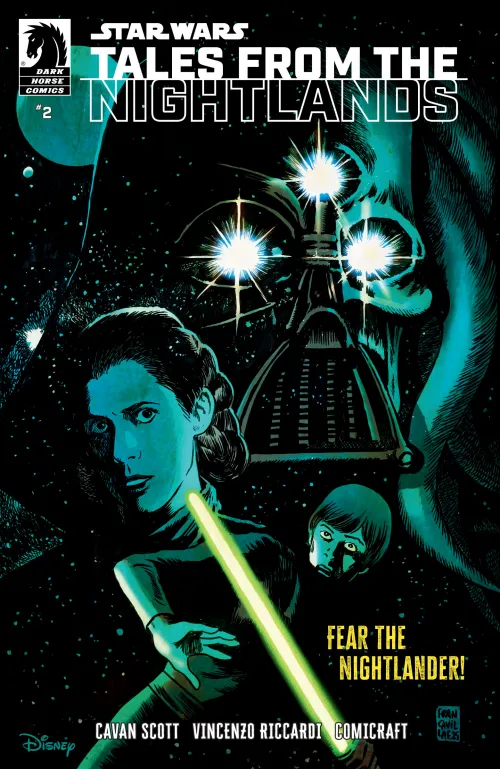 Cover for Star Wars: Tales from the Nightlands #2 featuring Darth Vader, Leia, and Luke Skywalker.