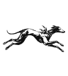 Logo de Bruno représentant un chien de type whippet.
