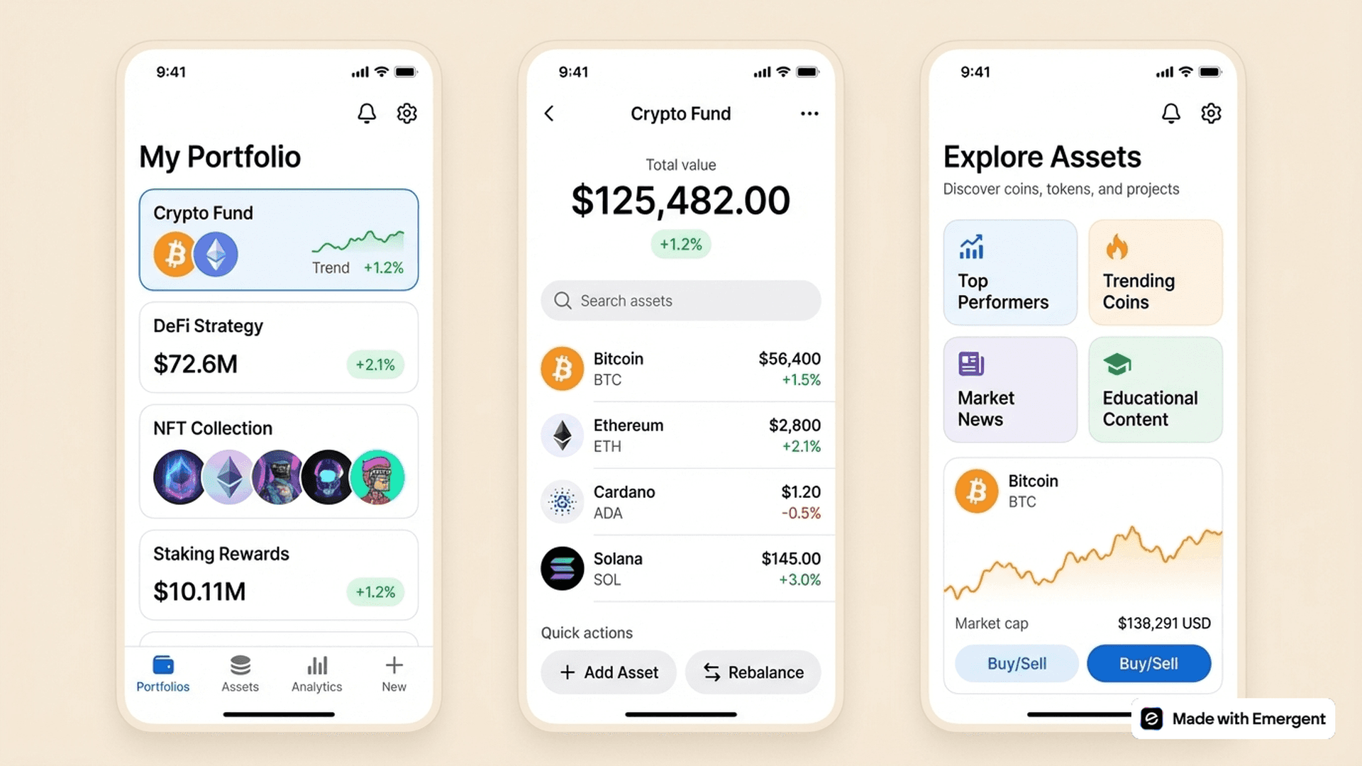 Cryptocurrency Portfolio App Made With Emergent