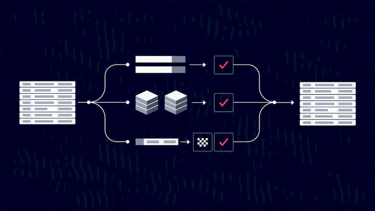 Three validation paths reconverge on verified data