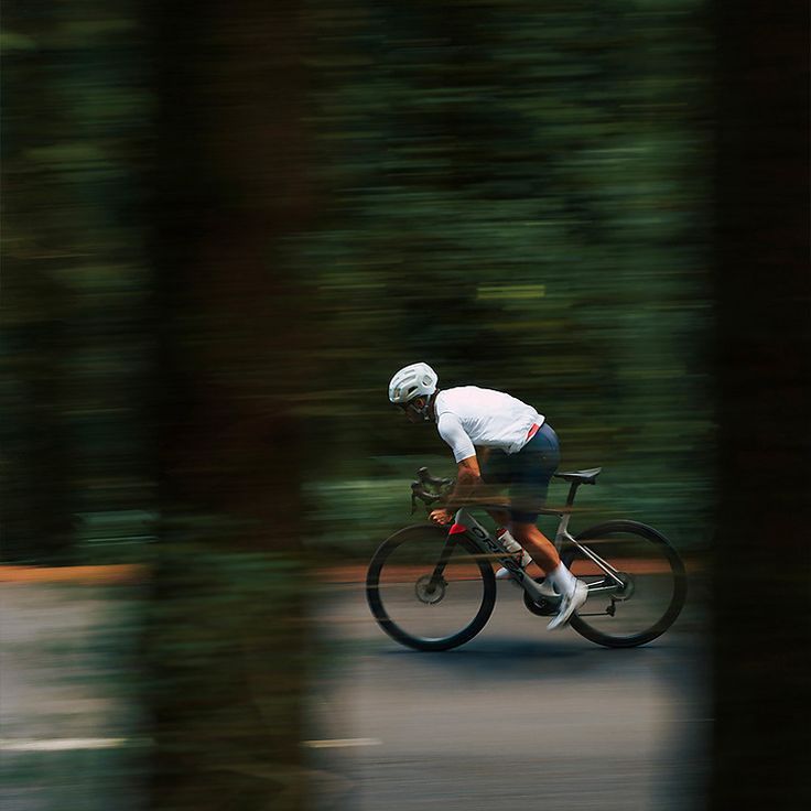Cyclist alone in forrest