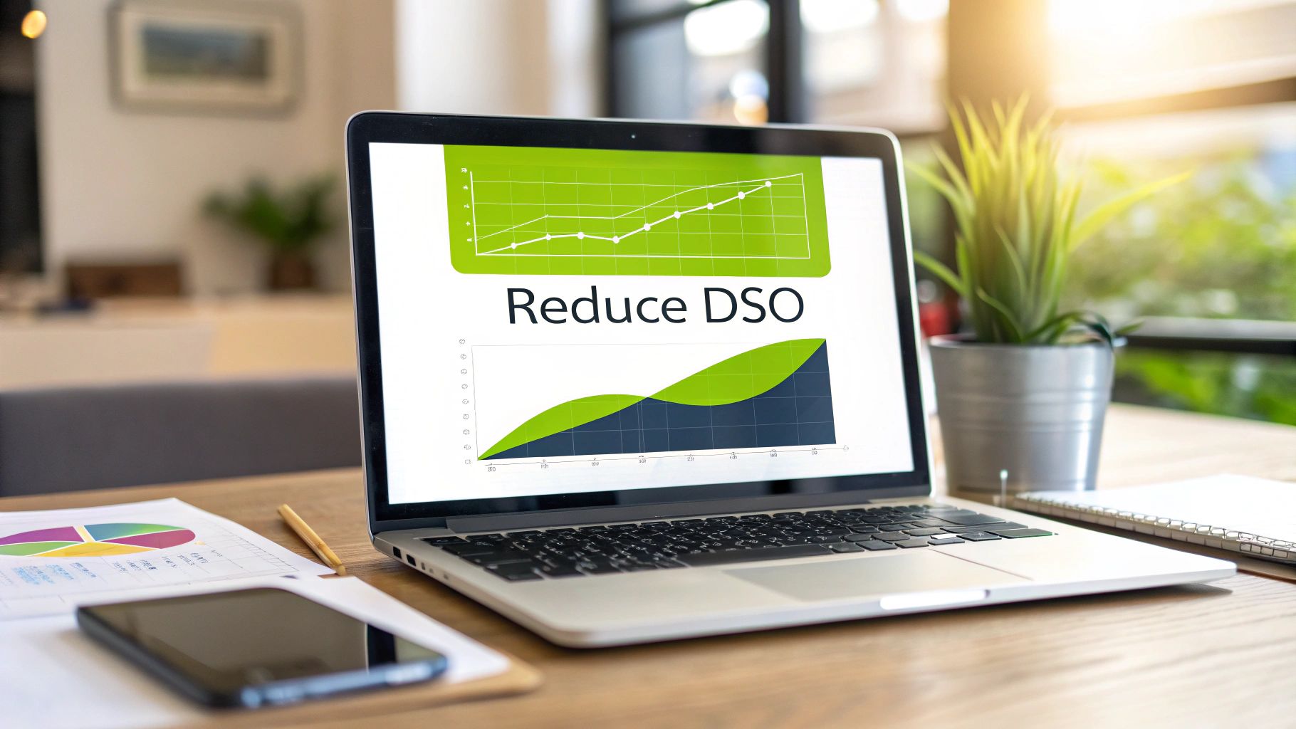 A cinematic image of a calm, organized financial dashboard, with the aging report data prominently displayed, symbolizing clarity and control.