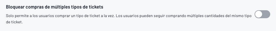 Bloquear compras de múltiples tipos de tickets