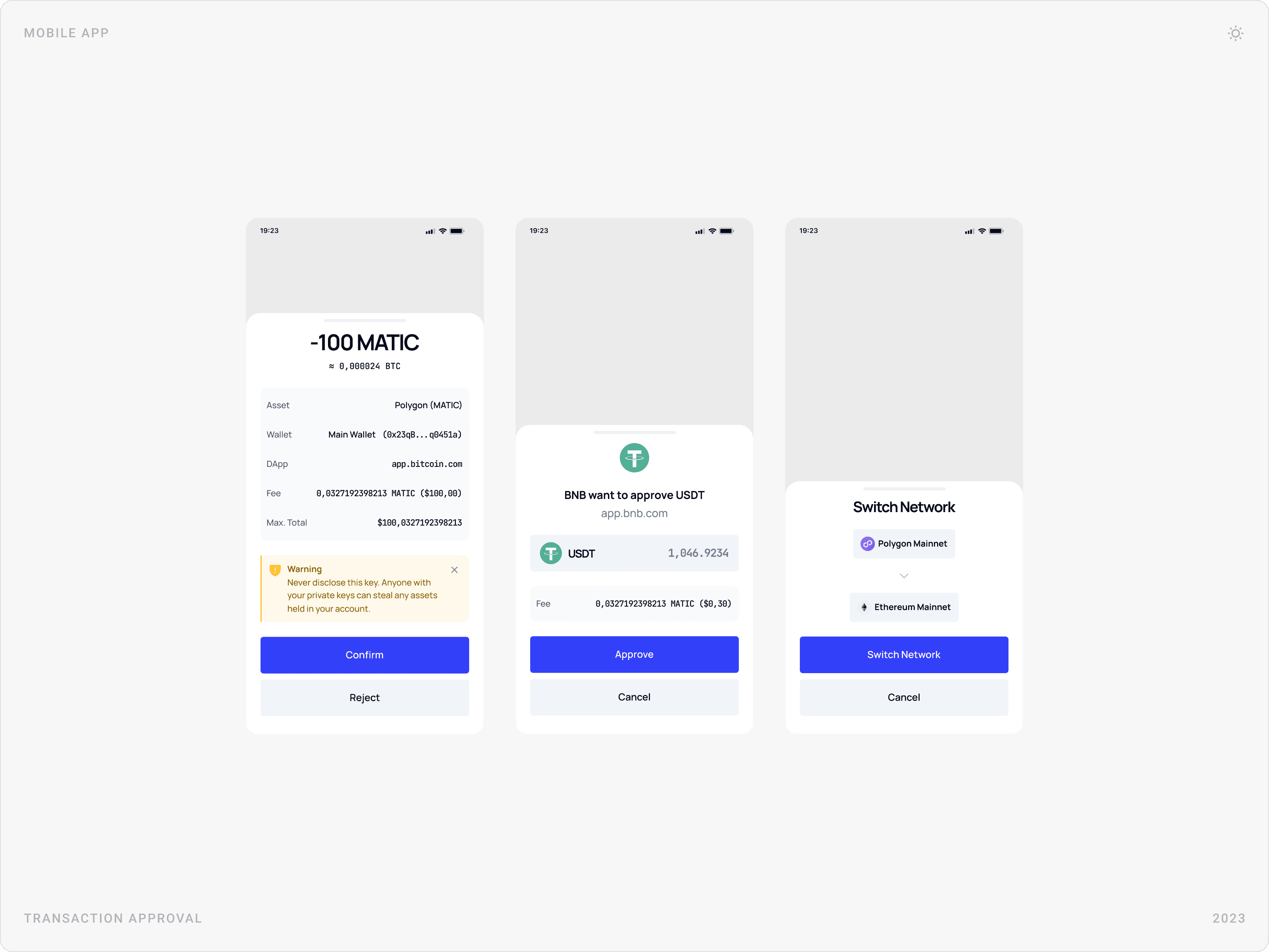 Professional Crypto Transaction Approval Mobile Design