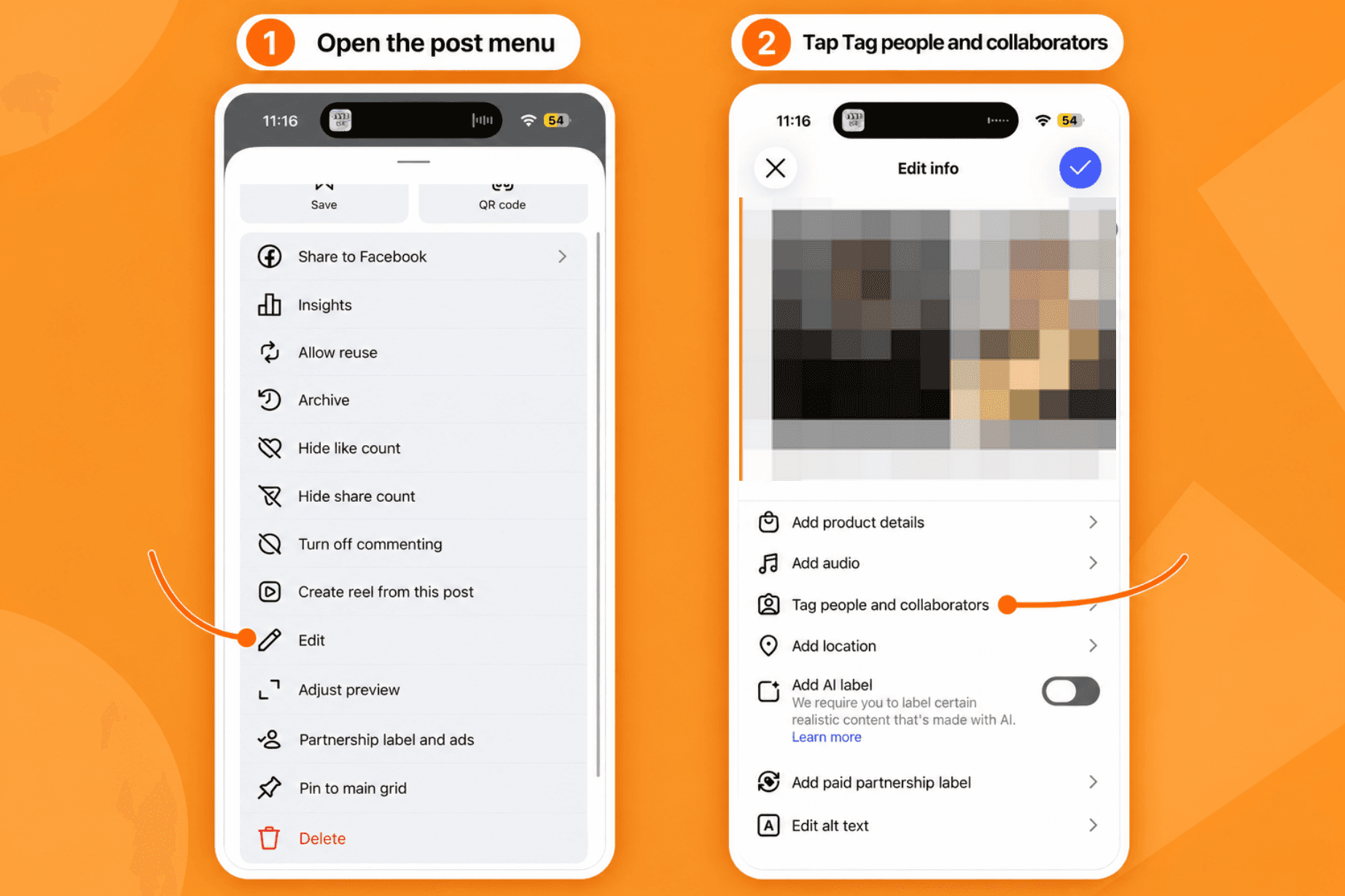 Where to find collaborator controls after posting