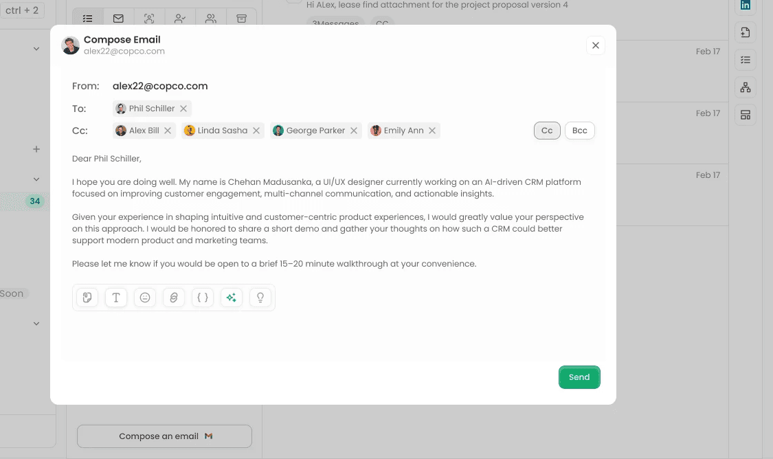 Dalil AI email composer in email inbox