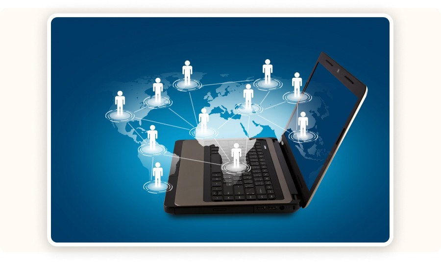 Global network concept with a laptop