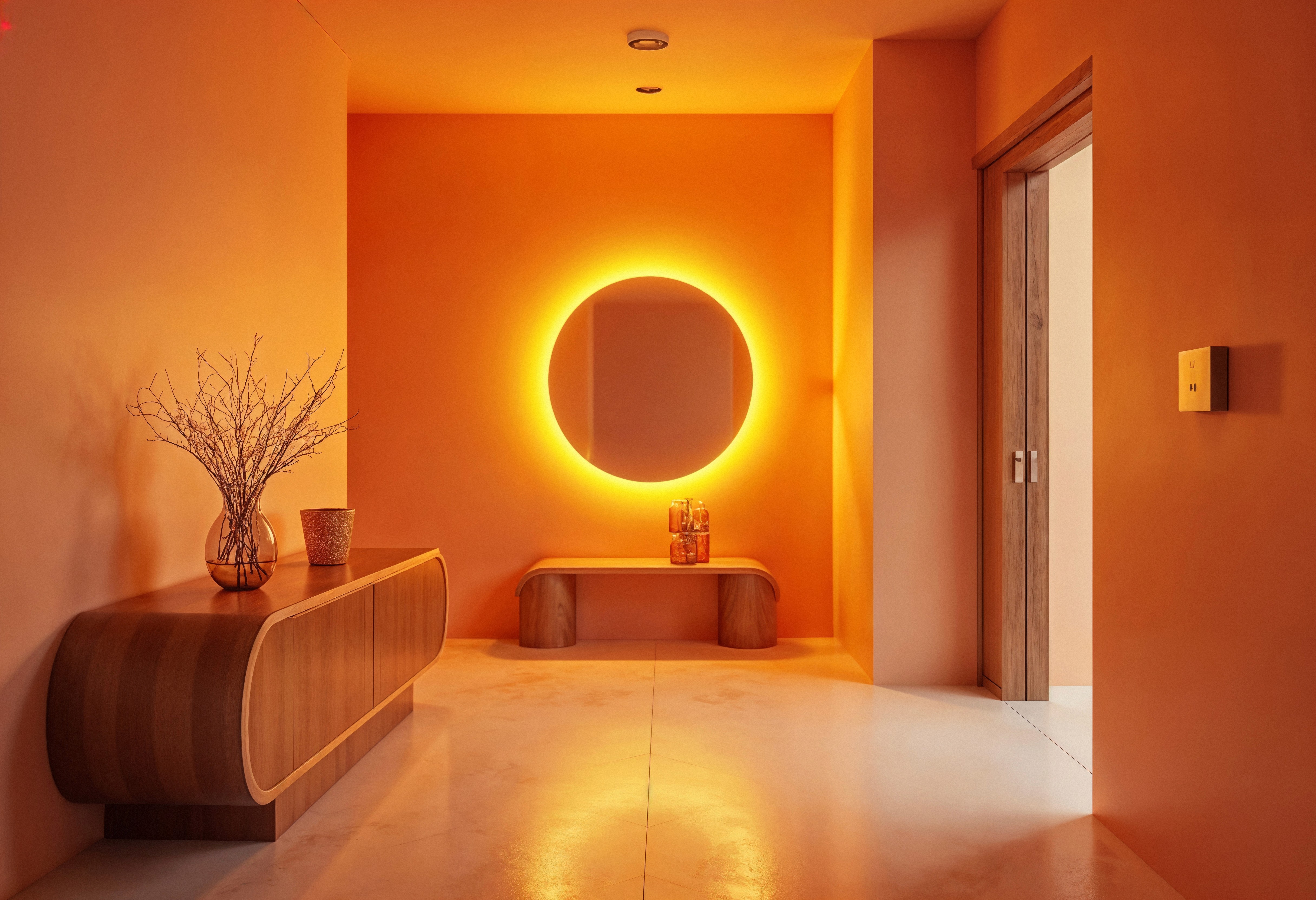 a couch and a table in a room with a tv