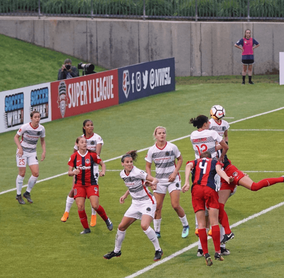 Girls playing soccer