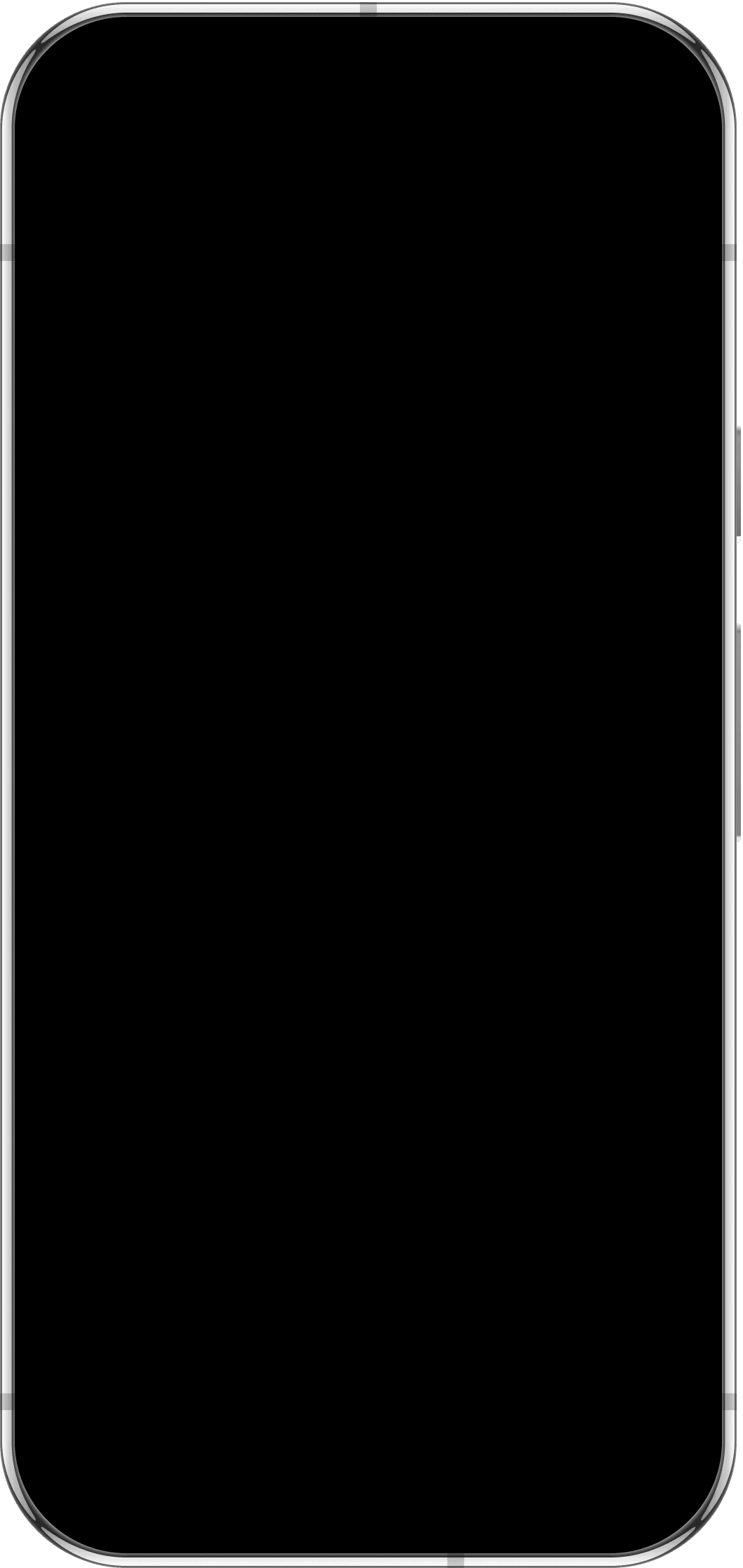 A black smartphone mockup with rounded corners.