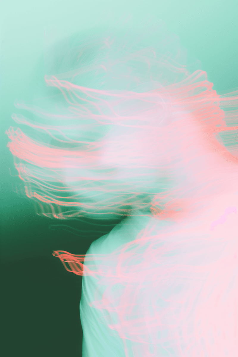 Abstract, motion-blurred photograph of a person