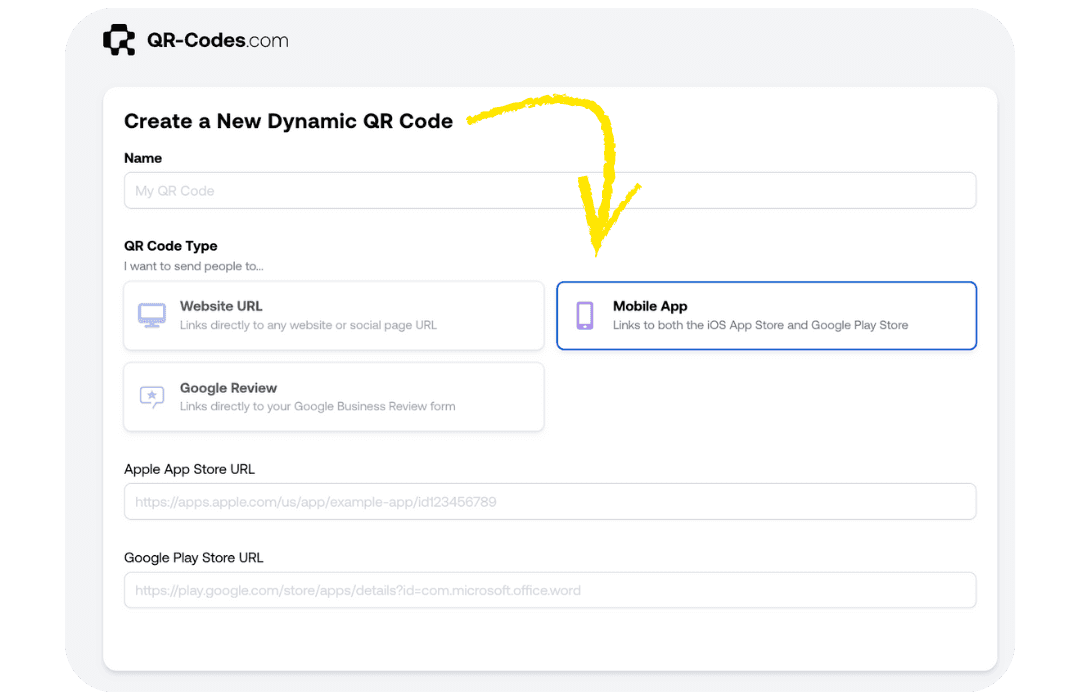 Create a QR Code for Apps | QR Code.com