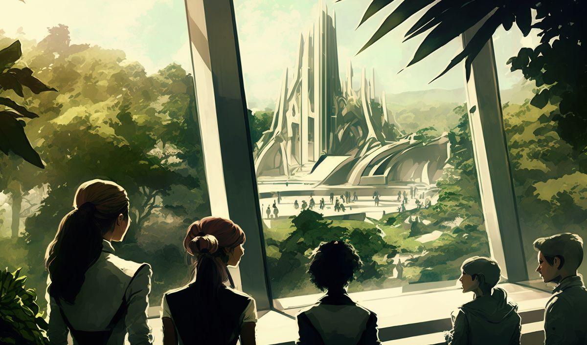 Axon Park virtual campus students looking out
