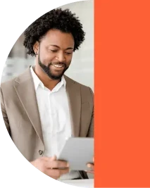 Man browsing on tablet