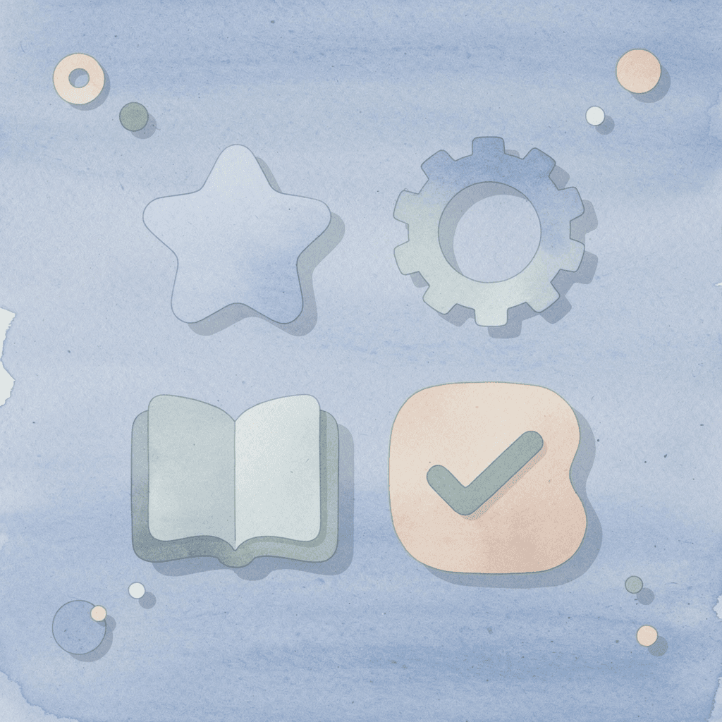  Four icons representing reading, writing, speaking, and listening skills