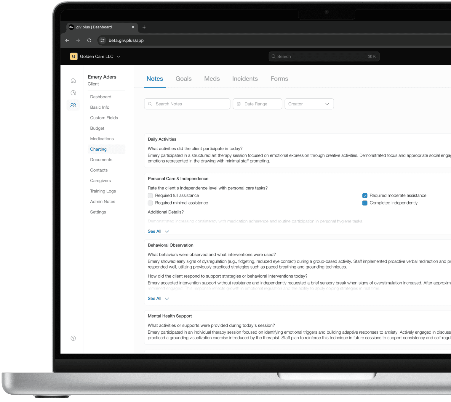 Client charting software.