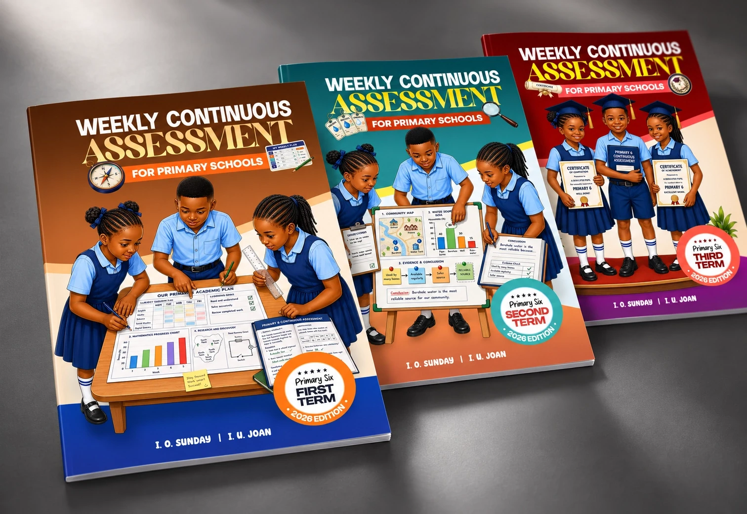 Primary Six · First, Second and Third Term cover designs