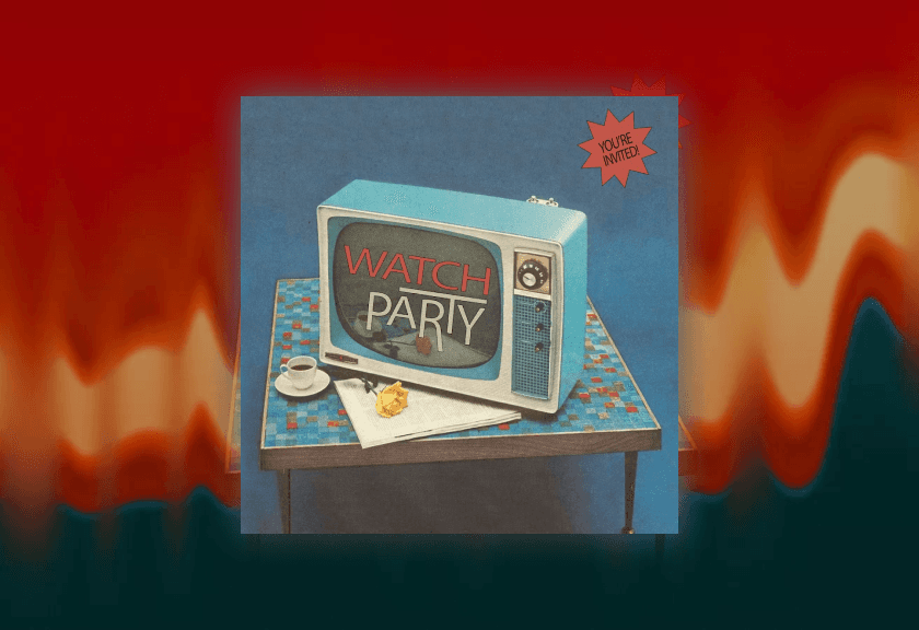 Super Bowl party invitation with gold and blue colors