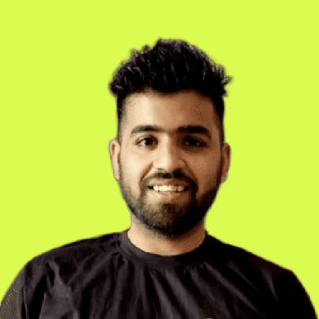 Image shows Piyush kalra with a lime green background