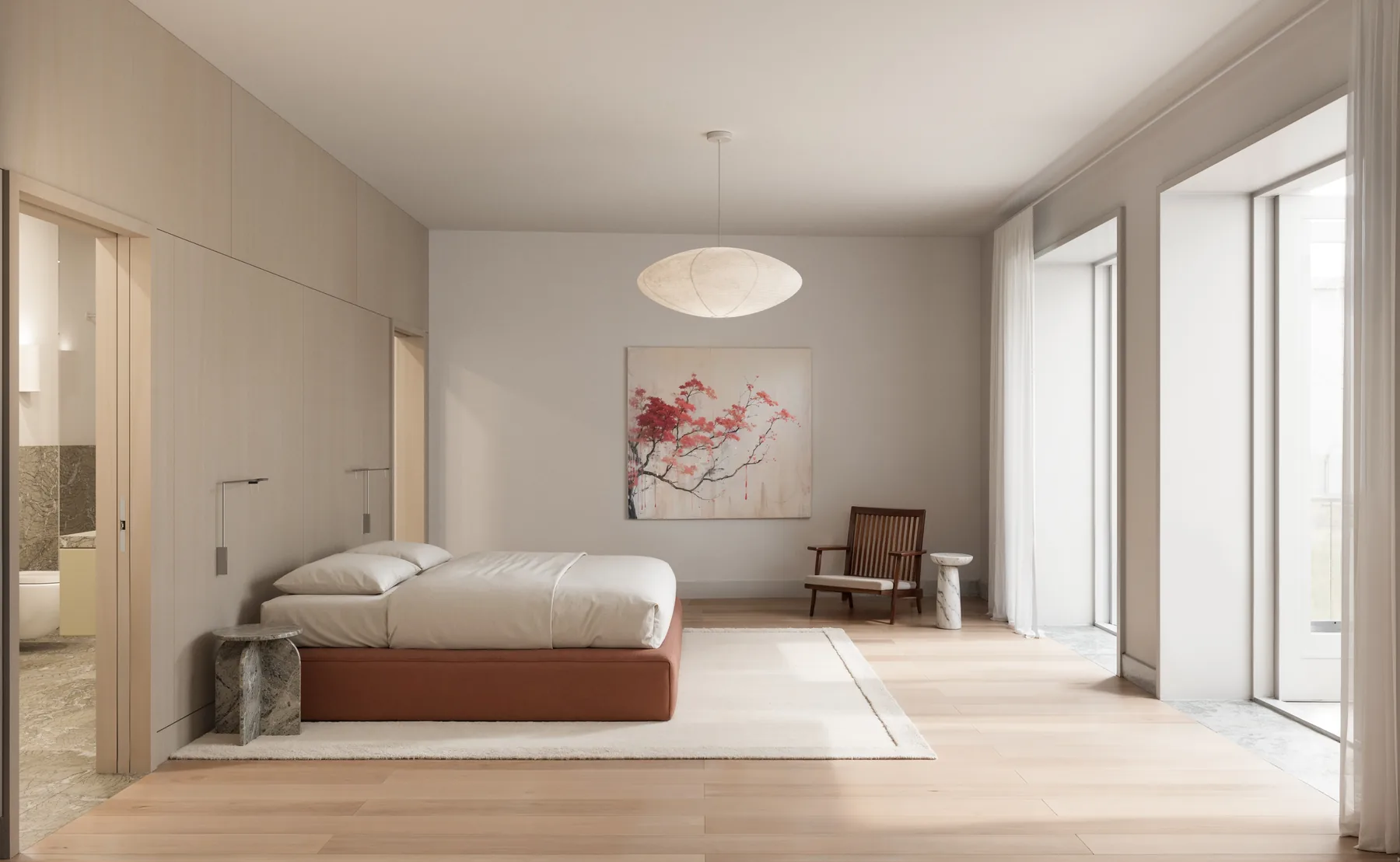 Bedroom with heritage character and warm lighting — Leinster House rendering