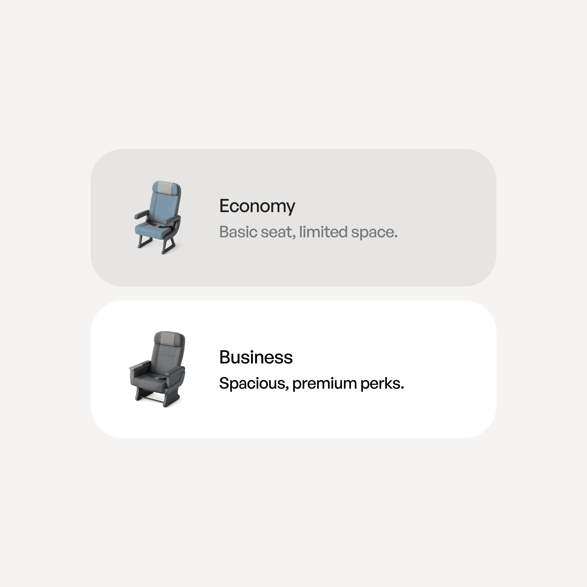 Flight class seats component
