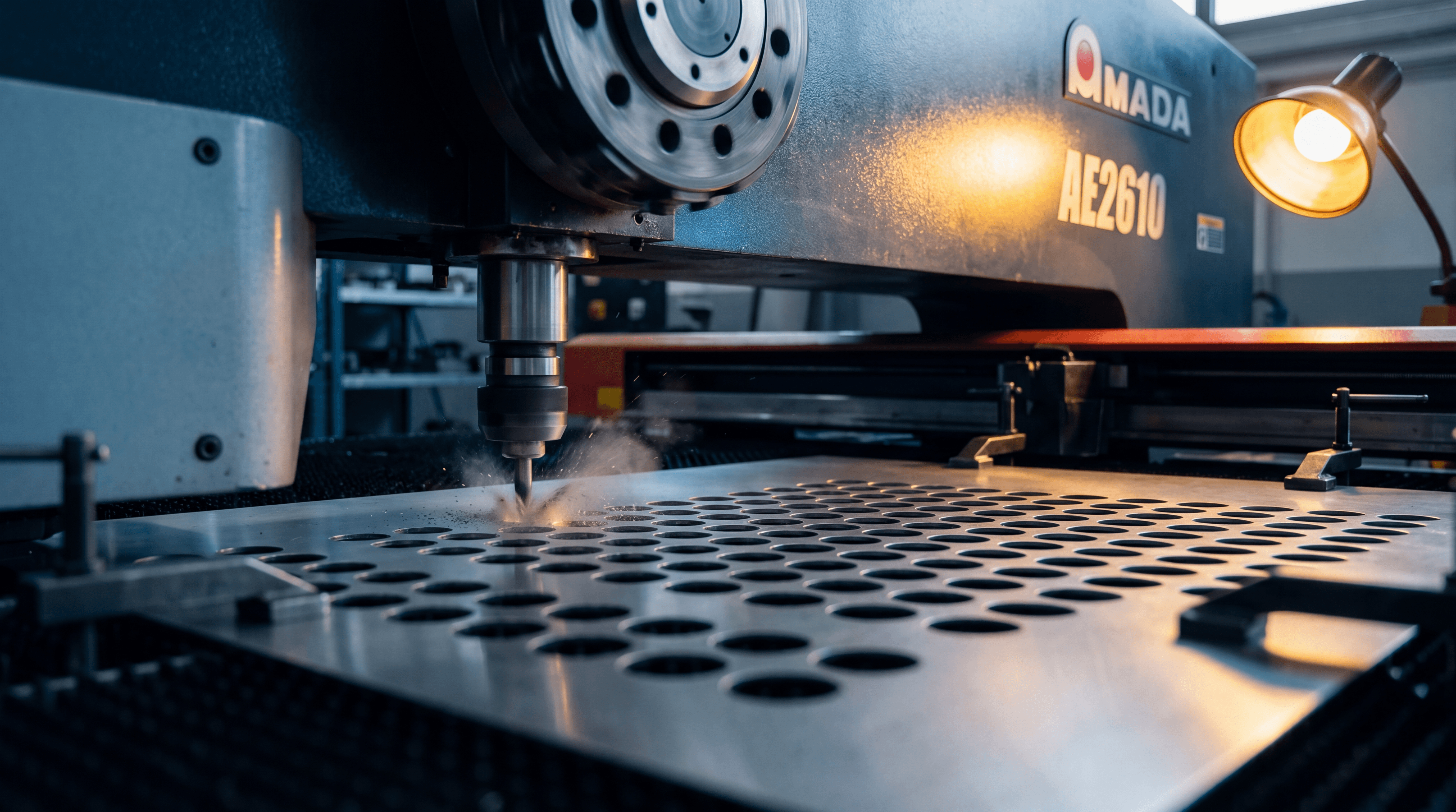 Punzonatura lamiera con forature seriali su macchina CNC AMADA