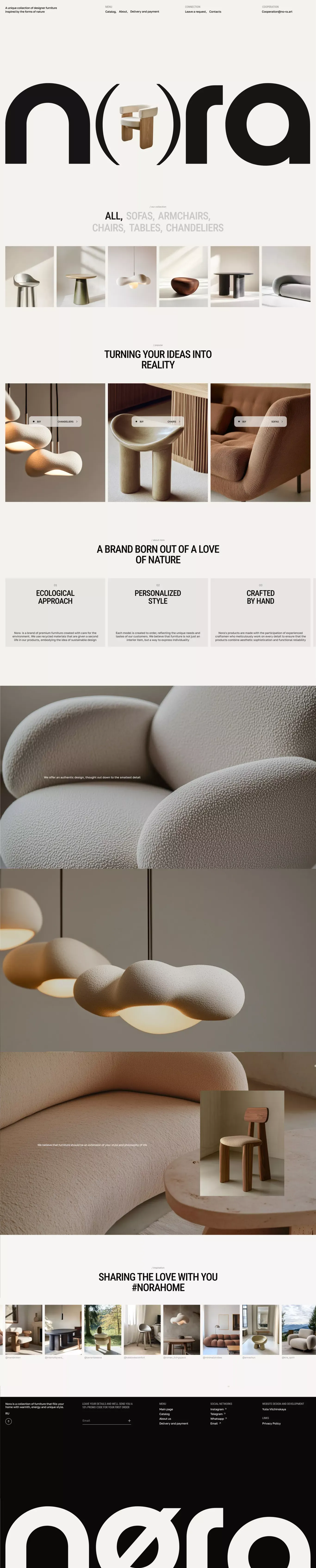 Nora – a unique collection of designer f ecommerce page screenshot showcasing Ecommerce and Furniture & Interiors design